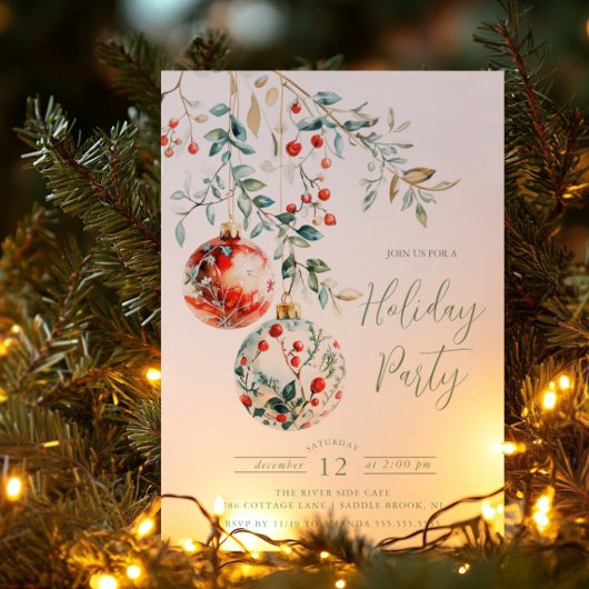 エレガントクリスマスボールホリデーパーティー 招待状