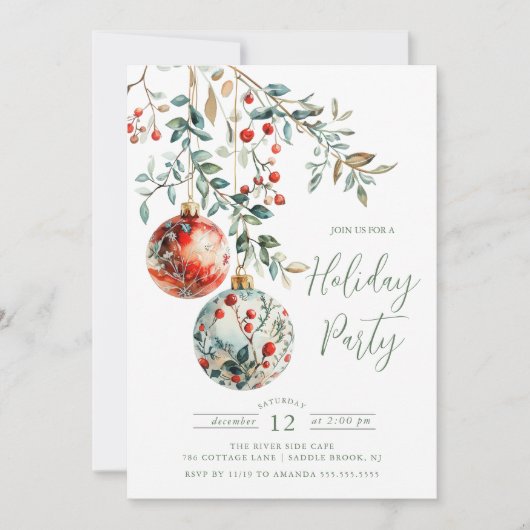 エレガントクリスマスボールホリデーパーティー 招待状 (正面)