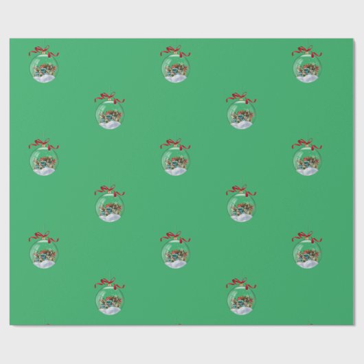 エレガントクリスマスボールレトロカーホリデイ ラッピングペーパー (フラット)