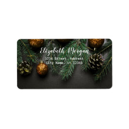 エレガントクリスマスボール松の木 ラベル