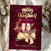 エレガントクリスマスボール、トナカイ、ワイングラス、ボウ シーズンカード