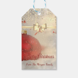 エレガントクリスマスボール、弓、紙吹雪 ギフトタグ