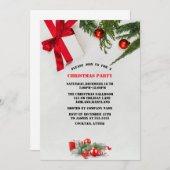 エレガントクリスマスボール，赤，クリスマスパーティー 招待状 (正面/裏面)