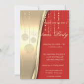 エレガントクリスマスボール、赤、金ゴールド会社パーティー 招待状 (正面)