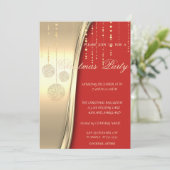 エレガントクリスマスボール、赤、金ゴールド会社パーティー 招待状 (スタンド正面)