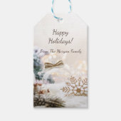 エレガントクリスマスボール、金ゴールド ギフトタグ (正面)