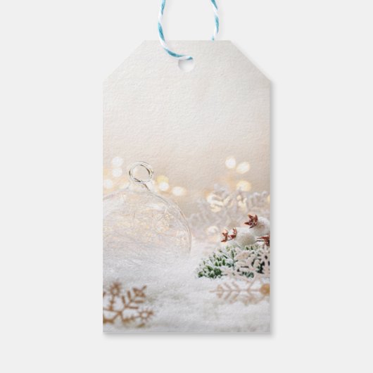 エレガントクリスマスボール、金ゴールド ギフトタグ (裏面)