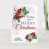 エレガントクリスマスポインセチアフローラフラワーホワイト シーズンカード (正面)