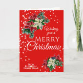 エレガントクリスマスポインセチアフローラ花赤 シーズンカード (正面)