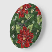 エレガントクリスマスポインセチア時計 ラージ壁時計 (傾斜)