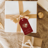 エレガントクリスマスポインセチア濃赤色 ギフトタグ