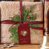 エレガントクリスマスポインセチア濃赤色 ギフトタグ