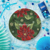 エレガントクリスマスポインセチア紙プレート ペーパープレート (パーティー)