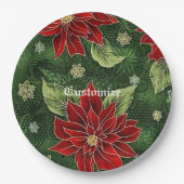 エレガントクリスマスポインセチア紙プレート ペーパープレート (正面)