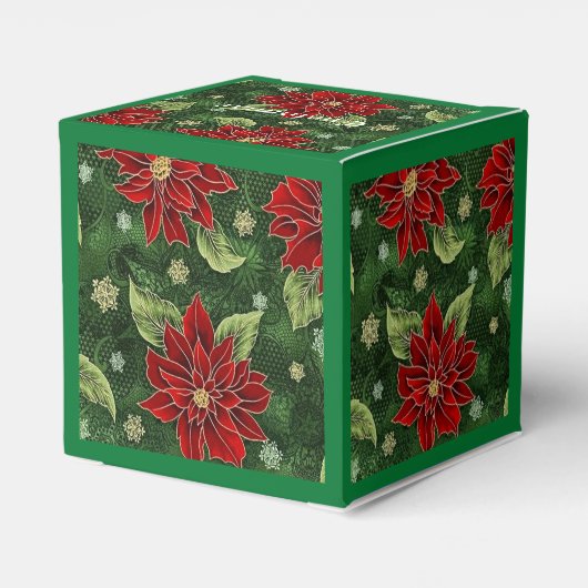 エレガントクリスマスポインセチア緑キューブ愛用ボックス フェイバーボックス (裏面サイド)