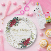 エレガントクリスマスポインセチア金ゴールド紙吹雪 ペーパープレート (パーティー)