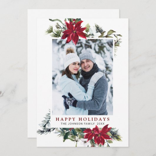 エレガントクリスマスポインセチア シーズンカード (正面/裏面)