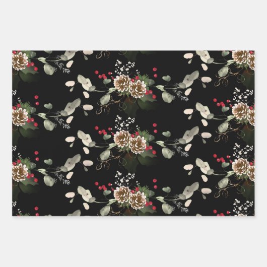 エレガントクリスマスポインセチア ラッピングペーパーシート (正面3)