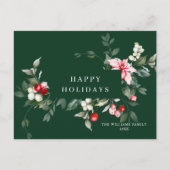 エレガントクリスマスポインセティアホリディグリーティング ポストカード (正面)