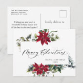 エレガントクリスマスポインセティアホリディグリーティング ポストカード (正面/裏面)