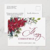 エレガントクリスマスポインセティアホリディグリーティング ポストカード (正面/裏面)