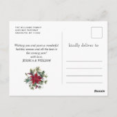 エレガントクリスマスポインセティアホリディグリーティング ポストカード (裏面)