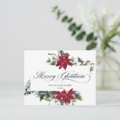 エレガントクリスマスポインセティアホリディグリーティング ポストカード (スタンド正面)