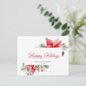 エレガントクリスマスポインセティアホリディグリーティング ポストカード (スタンド正面)