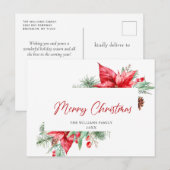 エレガントクリスマスポインセティアホリディグリーティング ポストカード (正面/裏面)