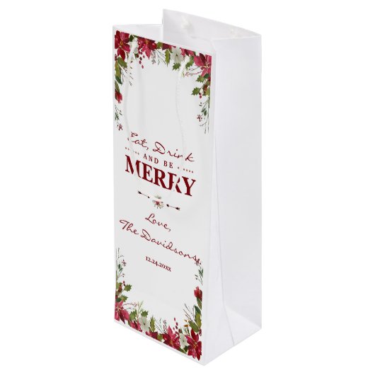 エレガントクリスマスポイ食べンセティア飲みメリー物 ワインギフトバッグ (裏面アングル)