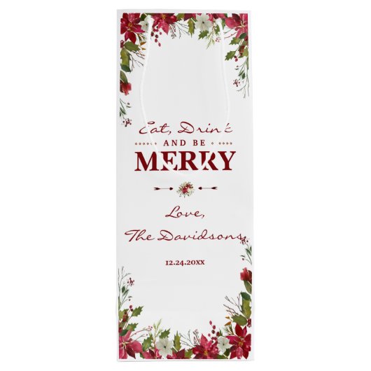 エレガントクリスマスポイ食べンセティア飲みメリー物 ワインギフトバッグ (裏面)