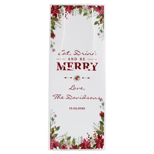 エレガントクリスマスポイ食べンセティア飲みメリー物 ワインギフトバッグ (正面)