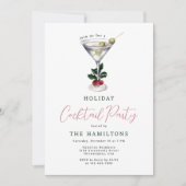 エレガントクリスマスマルティニホリデーカクテルパーティー 招待状 (正面)