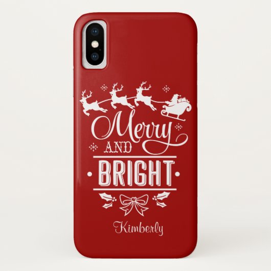 エレガントクリスマスメリーとBRIGHTスクリプトモノグラム Case-Mate iPhoneケース (裏面)