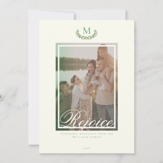 エレガントクリスマスモノグラム写真ホリデーカード シーズンカード (正面)
