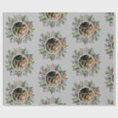 エレガントクリスマスラウンドフレームフォトシルバー ラッピングペーパー (フラット)