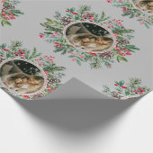 エレガントクリスマスラウンドフレームフォトシルバー ラッピングペーパー (角)