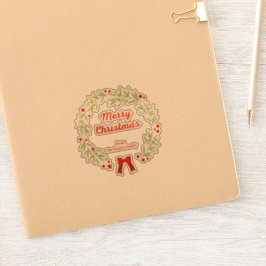 エレガントクリスマスリースと星 シール