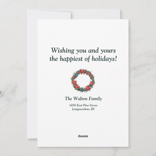 エレガントクリスマスリースカード – PersonalizedCard シーズンカード (裏面)