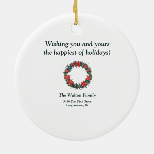 エレガントクリスマスリースカード – PersonalizedCard セラミックオーナメント (裏面)