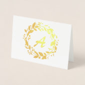 エレガントクリスマスリースファミリーモノグラム金ゴールド 箔カード (正面)