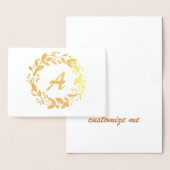 エレガントクリスマスリースファミリーモノグラム金ゴールド 箔カード (ディスプレー)