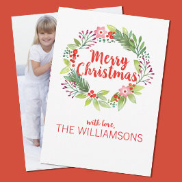 エレガントクリスマスリースフォトホリデーカード シーズンカード