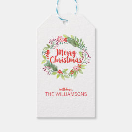 エレガントクリスマスリースフォトホリデー ギフトタグ
