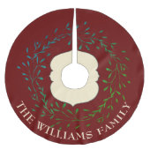 エレガントクリスマスリースブルゴーニュ姓 ブラッシュドポリエステルツリースカート (正面)