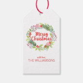 エレガントクリスマスリースホリデーギフトラベル ギフトタグ (正面)