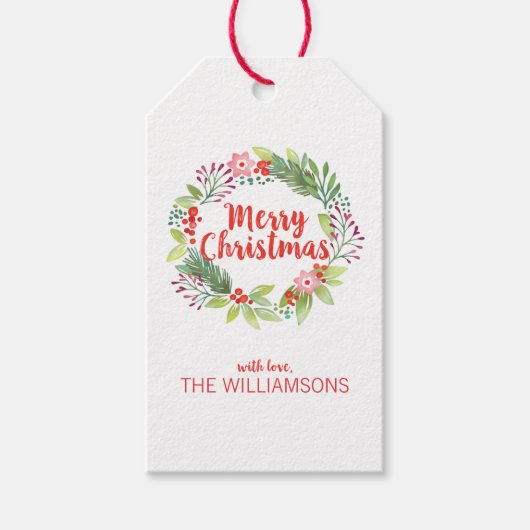 エレガントクリスマスリースホリデーギフトラベル ギフトタグ (正面)