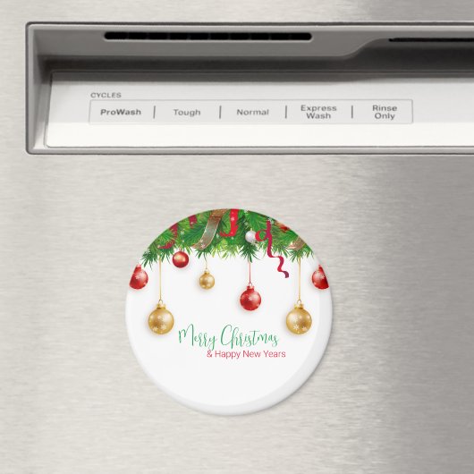 エレガントクリスマスリースボーダーオーナメント マグネット (インサイチュ (食洗機))
