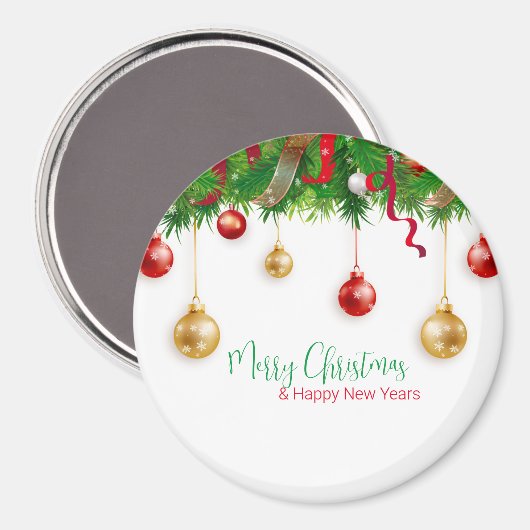 エレガントクリスマスリースボーダーオーナメント マグネット (正面/裏面)