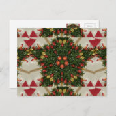 エレガントクリスマスリースレッドグリーンカレイドスコープ シーズンポストカード (正面/裏面)